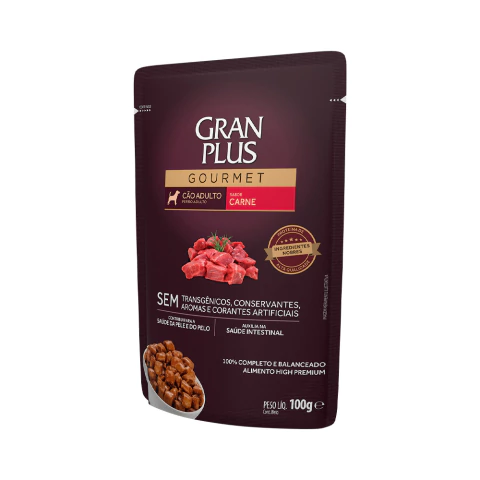 Ração Úmida GranPlus Gourmet para Cães Adultos Sabor Carne 100 g