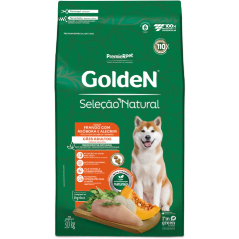 Ração Golden Seleção Natural Frango, Abóbora e Alecrim para Cães Adultos