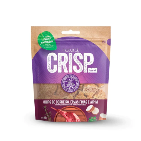 Petisco Natural Crisp Blend Chips de Cordeiro, Ervas Finas e Aipim para Cães 80g