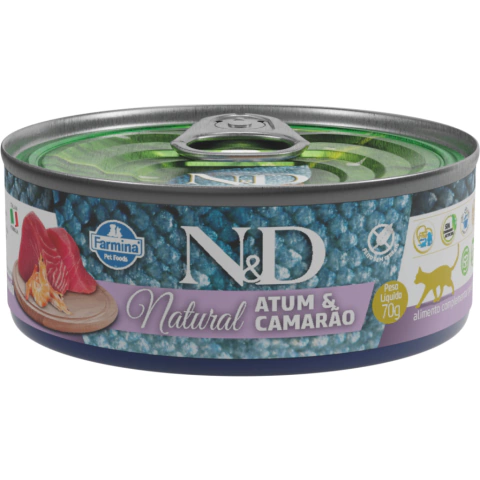 Ração Úmida N&D Natural Feline Wet para Gatos Adultos Sabor Atum e Camarão 70 g