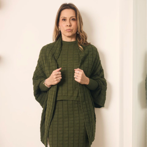 Blusa Casulo Tricot Textura Grid