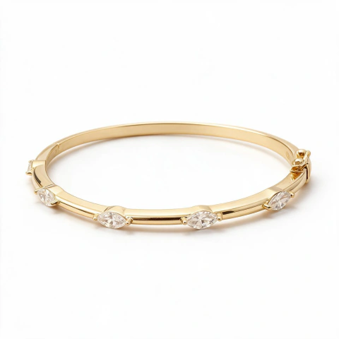Bracelete Cinco Navetes Moissanites