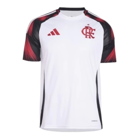 Camisa Flamengo II 25/26 - Torcedor Adidas Feminina - Branca com detalhes em vermelho e preto