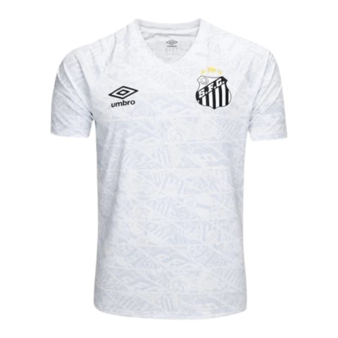 Camisa Santos Pré-jogo 25/26 - Torcedor Umbro Masculina - Branca com detalhes em cinza