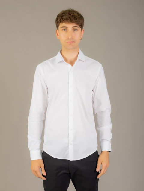 Camisa elastizada Lisa Poplin Blanca