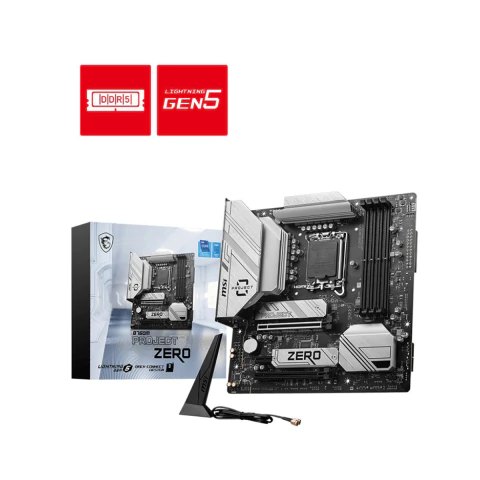 Msi Motherboard B760M Project Zero Socket 1700 4 DDR5 7800 MHZ HDMI DP 2 M.2 Micro