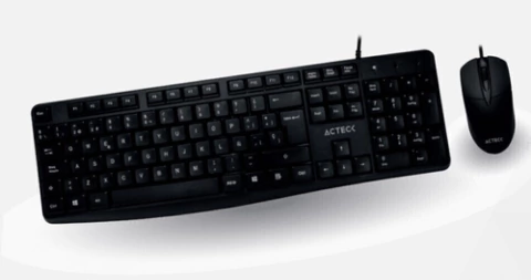 ACTECK Kit Teclado y Mouse Acteck MK210 Alambrico, USB, Negro