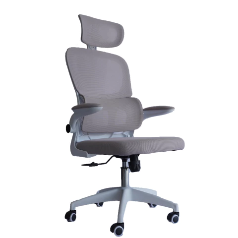 MODAMOB Silla Gerencial MODAMOB modelo Polar, Respaldo y Cabecera De Malla, Piston De Gas C3 120Kg, Reposabrazos, Soporte Lumbar, Color Gris. - comprar en línea