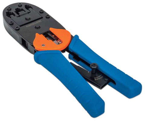 INTELLINET PINZA PONCHADORA INTELLINET RJ45/RJ12/RJ11 CON PELACABLE, Azul - comprar en línea