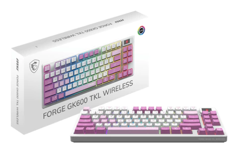 Teclado Mecánico MSI FORGE GK600 TKL Inalámbrico USB/Bluetooth RGB Violeta/Rosa - tienda en línea