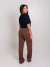 Calça Canelada Olivia Marrom Escuro - comprar online
