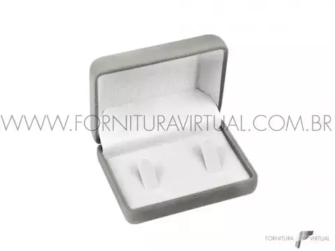 Caixinha de Veludo Cinza para Alianças - Retangular c/ Presilha