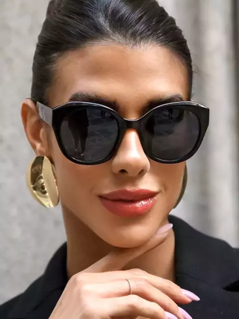 Oculos de Sol Redondo Karen 2.0 - Preto - Acetato