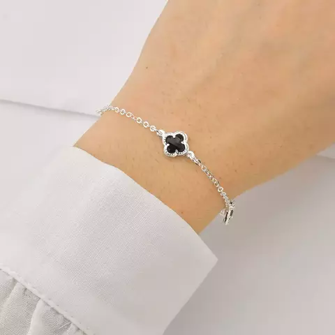 Pulseira 3 Pontos de Luz Trevo Preto Trabalhado