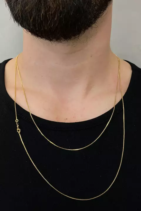 Corrente Veneziana Curta 1mm Fecho Lagosta 5,0g Banhada A Ouro 18k - 60cm