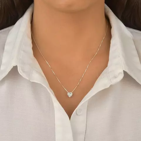 Gargantilha Coração Pedra 6mm Tamanho:45cm