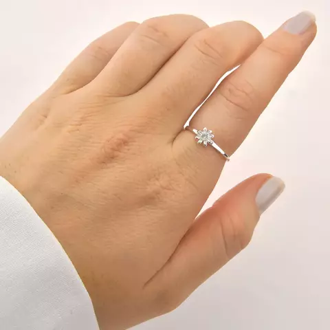 Anel solitario com pedra zirconia Prateado