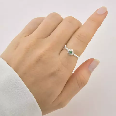 Anel Flor de Formatura Verde Cravejado