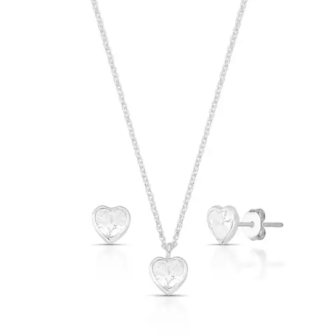 Conjunto Ponto de Luz Coração Cristal Prateado Tamanho:45cm