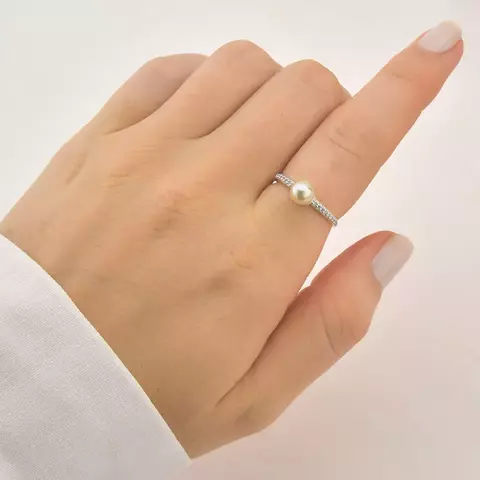 Anel Solitário Cravejado Pérola