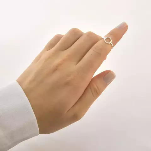 Anel Hexágono Prateado - comprar online