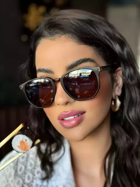 Oculos de Sol Polarizado Hexagonal Blogueira Blumenau - Marrom Camuflado - injetado