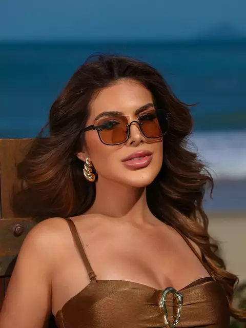 Oculos de Sol Quadrado Toronto 2.0 - Marrom Preto - Metal Premium