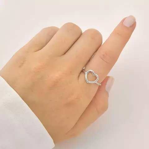 Anel Coração Meio-Cravejado