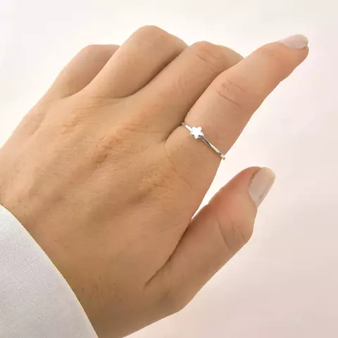 Anel Estrela Lisa Minimalista Prateado