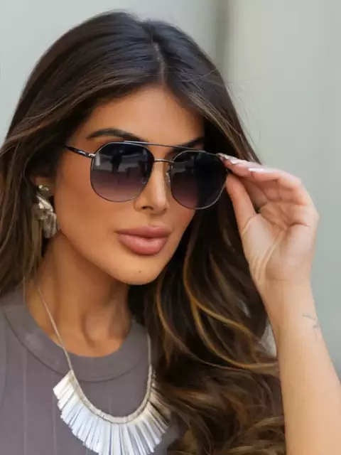 Oculos de Sol Retangular Samba - Preto - Metal