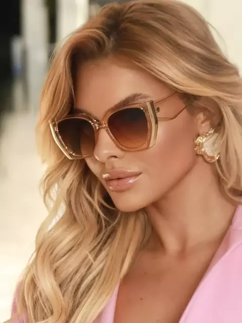 Oculos de Sol Gatinho Maxi Talita 3.0 - Laranja Transparente - Acetato