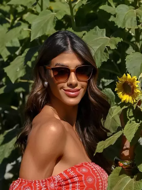 Oculos de Sol Gatinho Tatiana - marrom claro - Acetato Mola