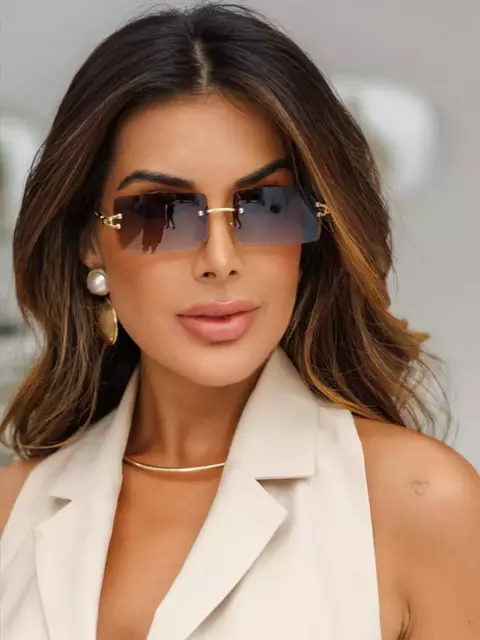 Oculos de Sol Quadrado Porto Rico - Marrom Dourado/Marrom - Metal