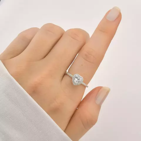 Anel Solitário Coração Cravejado Cristal Tamanho:24