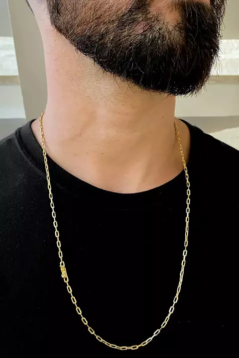 Corrente Cadeado Alongado 2mm Fecho Bomba 5,2g Banhada A Ouro 18k - 70cm