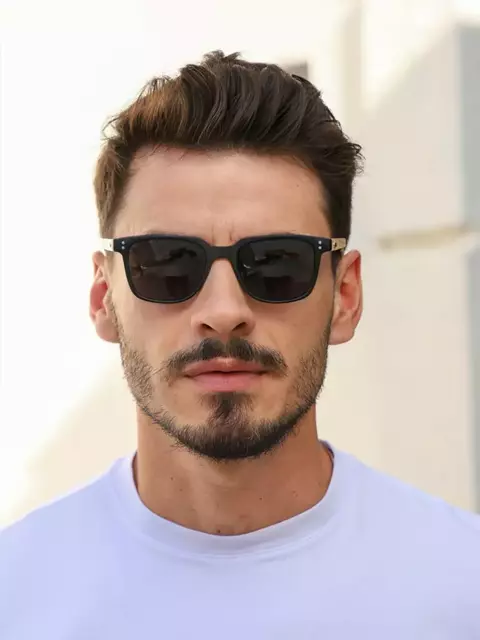 Oculos de Sol Retangular Polarizado Leblom 2.0 - Preto /Creme