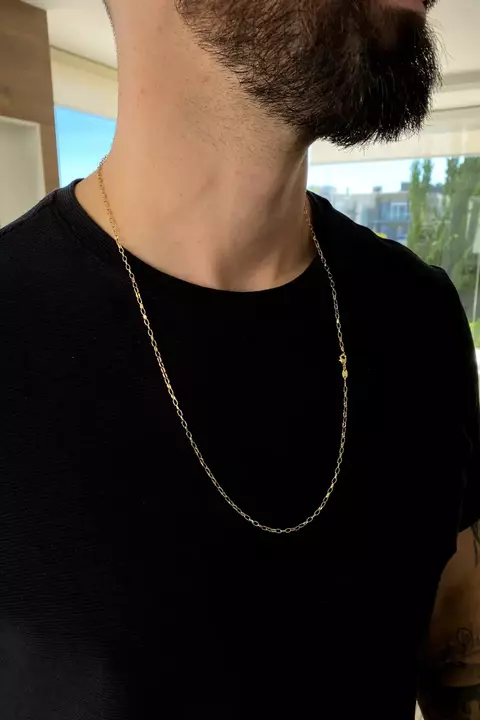 Corrente Meia Cana 1,5mm Fecho Lagosta 3,0g Banhada A Ouro 18k - 70cm