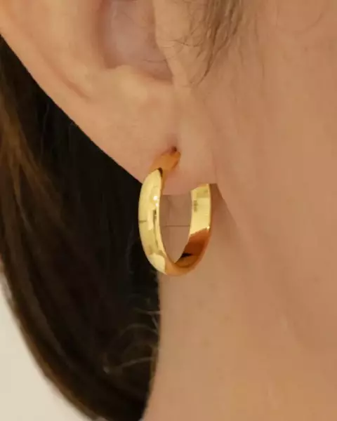 Brinco Argola Lisa Aberta Media no Dourado