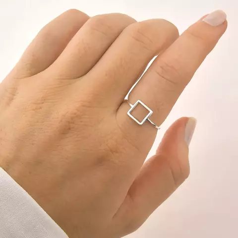 Anel Quadrado Prateado