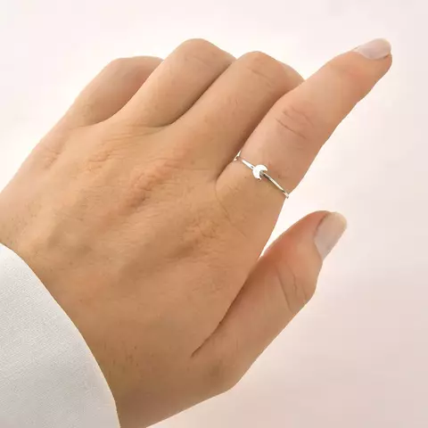 Anel Meia Lua Liso Minimalista Prateado