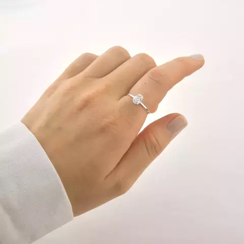 Anel Solitario Oval Cristal