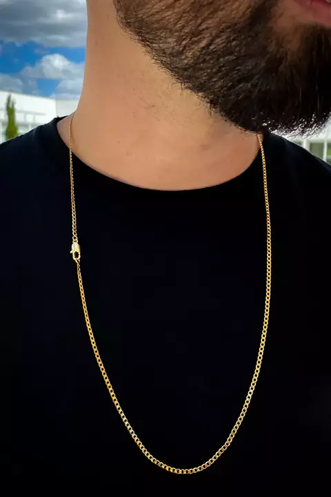 Corrente Grumet 2mm Fecho Lagosta 4,2g Banhada A Ouro 18k - 60cm