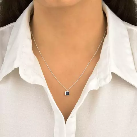 Gargantilha Quadrado 6mm Azul Piscina Tamanho:45cm