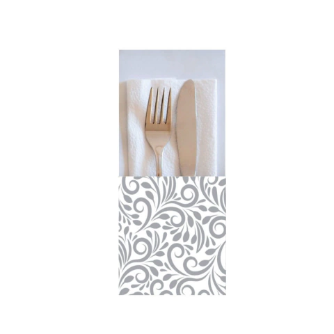 Porta cubiertos x 24 - Arabescos Plata - Papel - comprar online