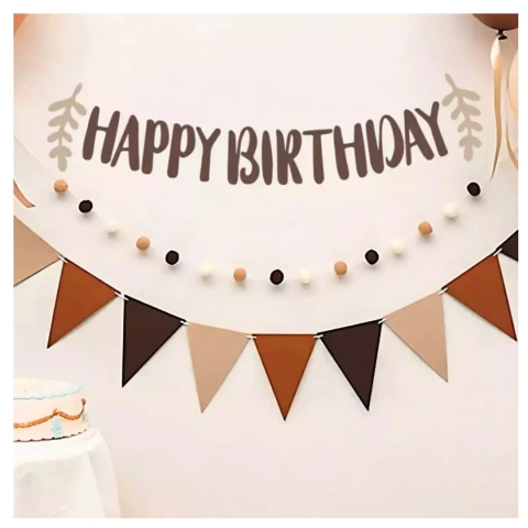 Kit Banderin + Guirnaldas "Happy Birthday" - Simil fieltro - comprar online