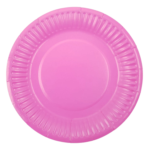 Plato redondo Rosa x 10 - Polipapel 18 cm