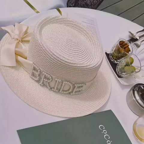 Sombrero de Yute y strass "Bride" x 1 - comprar online