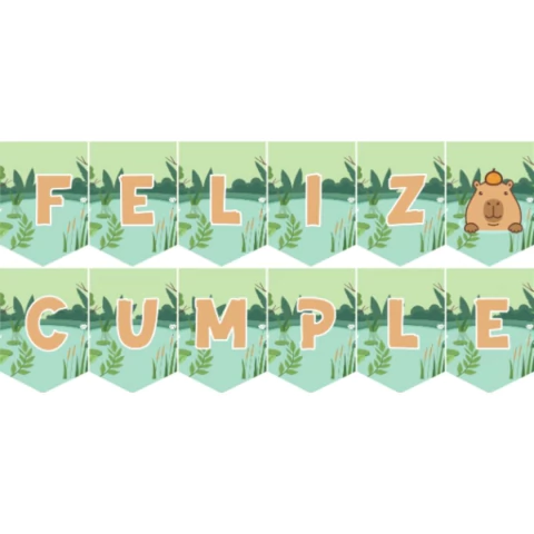 Banderin "Feliz Cumple" - Carpinchos (2 mts) - comprar online