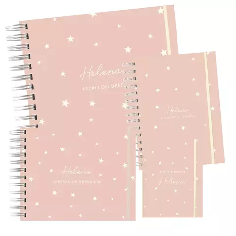 Combo Sonhos - Livro do Bebê + Caderneta de Saúde + Porta documentos + Caderno de Mensagens - Star rose - comprar online