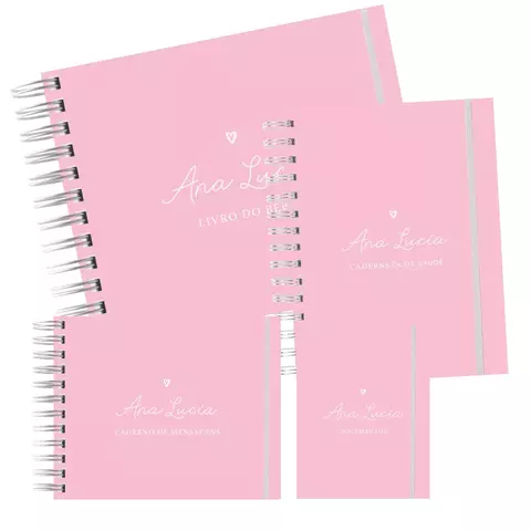 Combo Sonhos - Livro do Bebê + Caderneta de Saúde + Porta documentos + Caderno de Mensagens - Clean rosa - comprar online